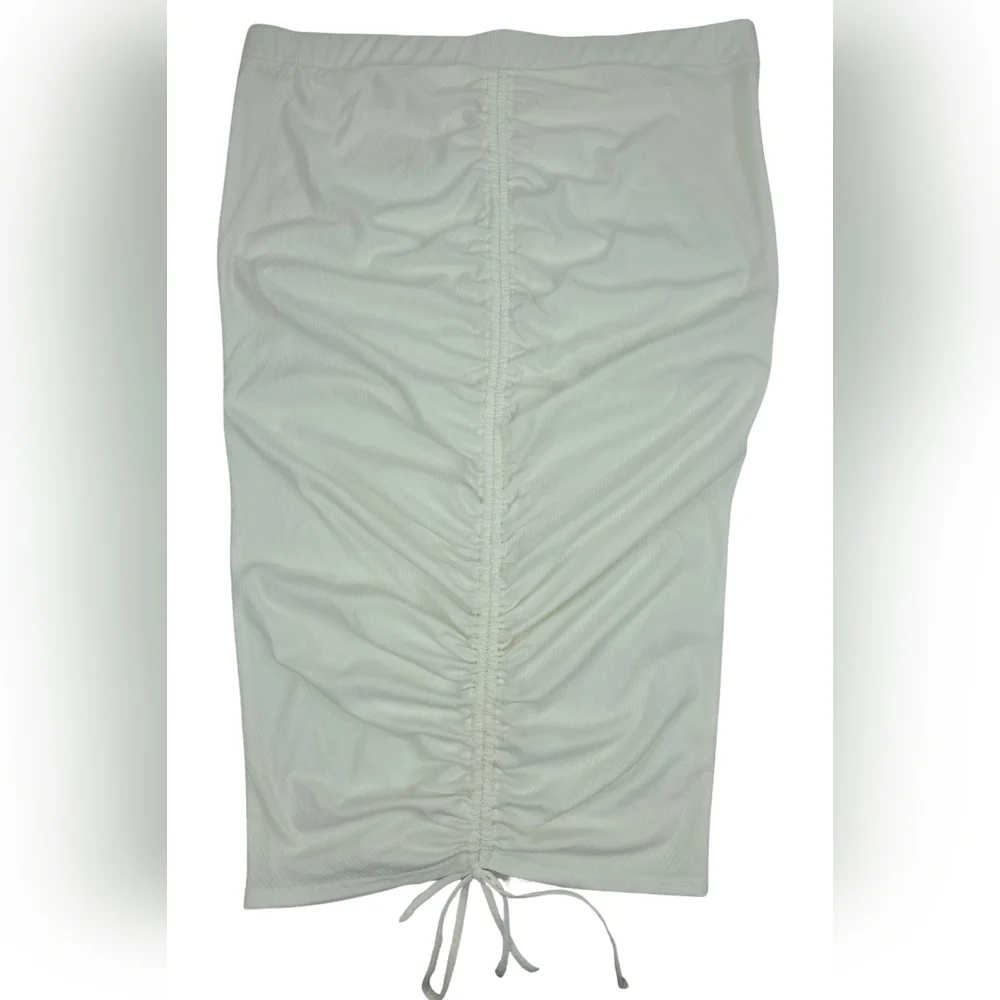 Curvy Sense 3X Ruched Midi Skirt in White 2606-U